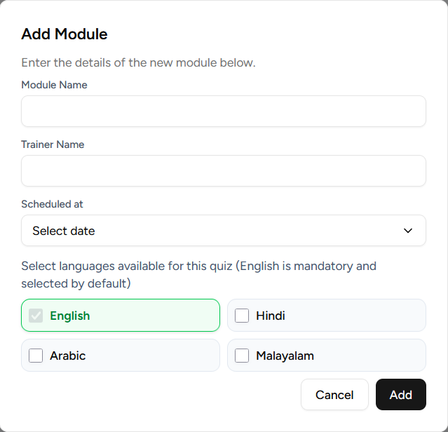Add Module Modal