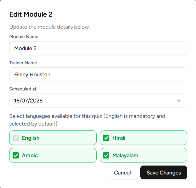 Edit Module Modal