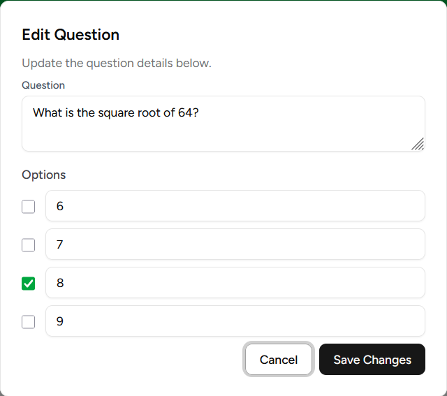 Edit Question Modal